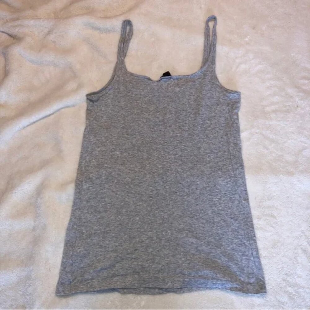 J. Crew Gray Spaghetti Basic Strap Tank Top Size … - image 3